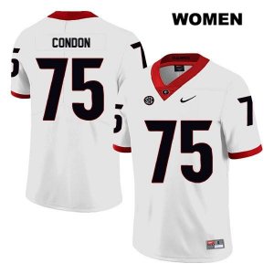 Women's Georgia Bulldogs NCAA #75 Owen Condon Nike Stitched White Legend Authentic College Football Jersey UEK1554EH